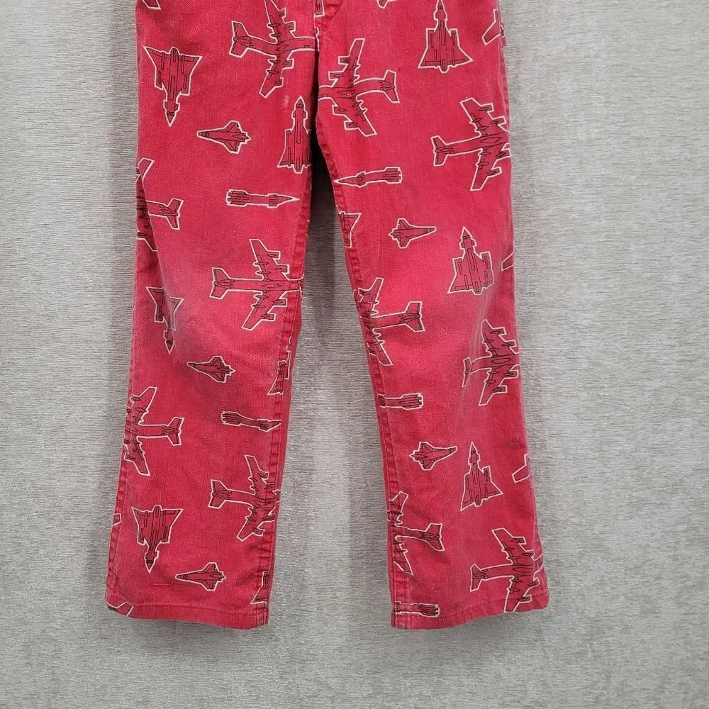 Oshkosh Vintage Vestbak Red Airplane Print Overalls Size 7